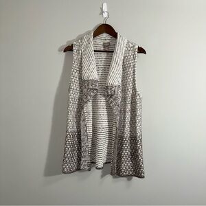 Chicos Beige and Taupe Sleeveless Knit Cardigan Size Large - 2